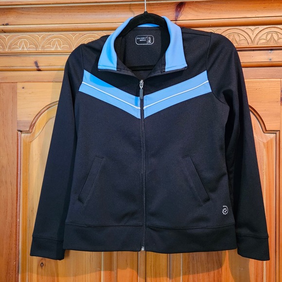 Women's Be Inspired Black And Blue Full Zip Athletic Jacket Size Petite Small‎ - Picture 1 of 5